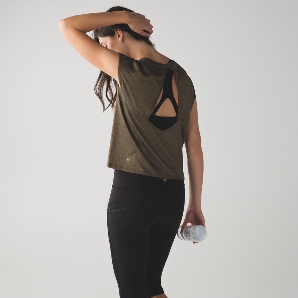 Lululemon Sweaty or Not Metallic Gold shirt